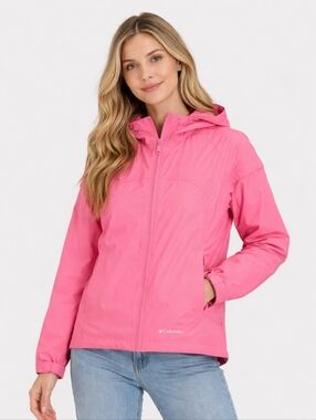 Vintage Columbia Pink Hooded Rain Jacket Size S